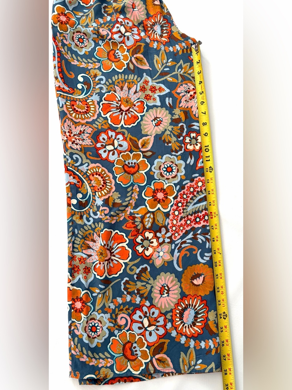 CeCe Pants Floral Paisley Wide Leg Women’s Blue Boho Drawstring Relaxed Medium - Picture 8 of 11